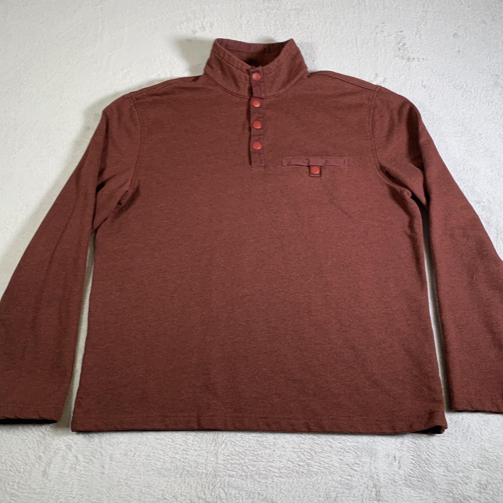 UNTUCKit Shirt Mens Large Red‎ Brown Mock Neck Snap Pullover Long Sleeve Casual